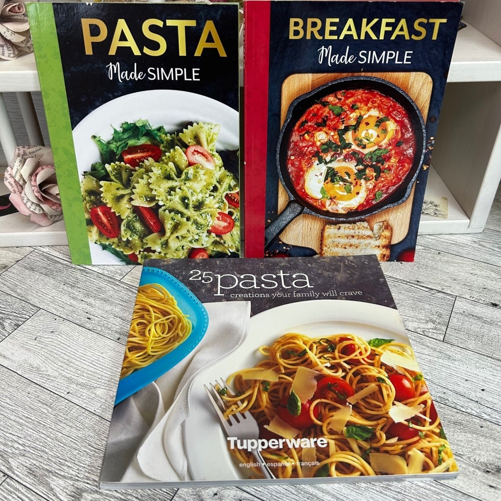 Lot of 3 Cookbooks - Pasta & Breakfast & Tupperware Recipes